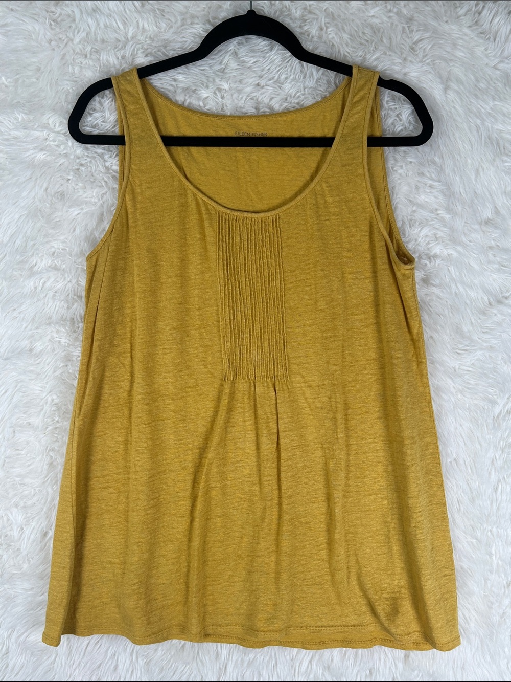 Eileen Fisher Linen Mustard Pintuck Tank Top